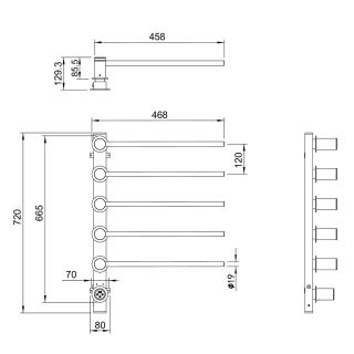 Полотенцесушитель электрический встраиваемый Wonzon & Woghand Hamburg WW-AL315-CR 46x72 см с внутренней частью хром